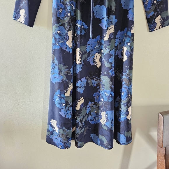 Aritzia Wilfred Aubagne Floral Blue Green Cut Out Midi Long Sleeve Dress Size 0. - Picture 10 of 16